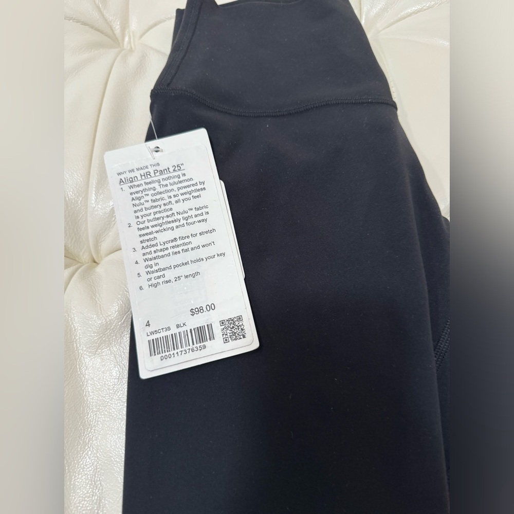 Brand new Lululemon HR Pant, never worn, with original tags. Size 4.